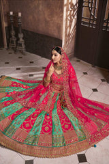 Pink Banarasi Silk Embroidered Lehenga Choli Set