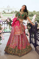 Pink Banarasi Silk Zarkan Codding Work Lehenga Choli Set