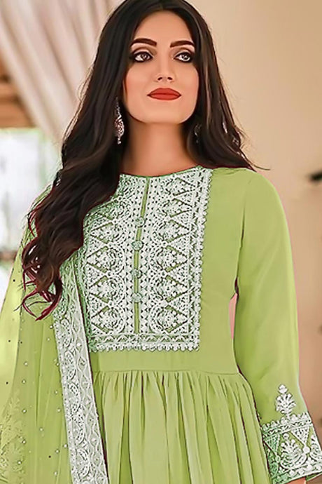 Green Georgette Pakistani Palazzo Suit