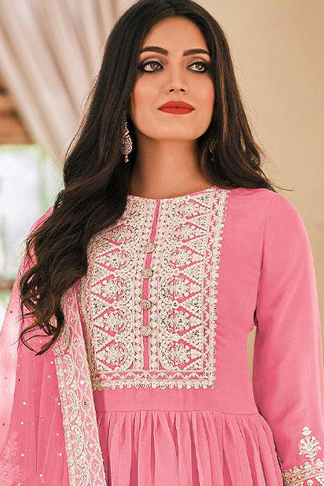 Pink Georgette Pakistani Palazzo Suit