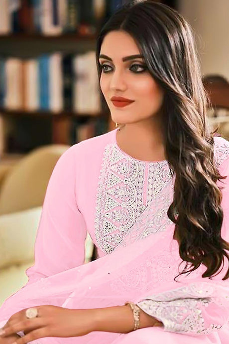 Baby Pink Georgette Pakistani Palazzo Suit