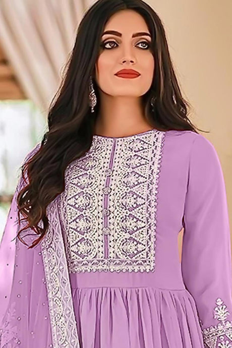 Purple Georgette Pakistani Palazzo Suit