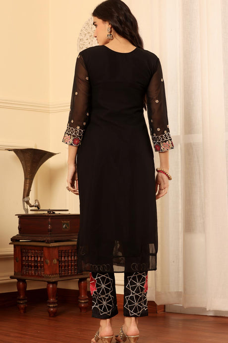 Black Georgette Embroidered Pakistani Suit