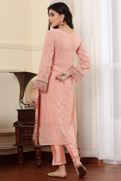Pink Georgette Embroidered Pakistani Suit