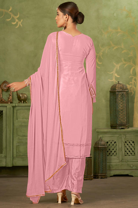 Pink Georgette Pakistani Trouser Suit