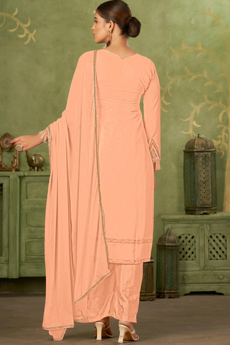 Peach Georgette Pakistani Trouser Suit