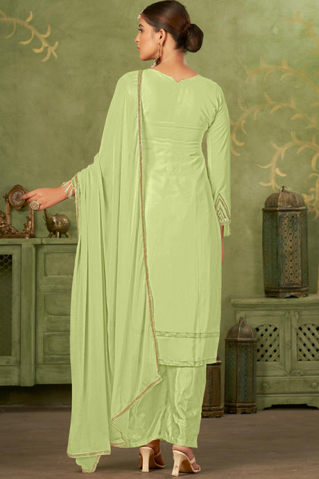 Green Georgette Pakistani Trouser Suit