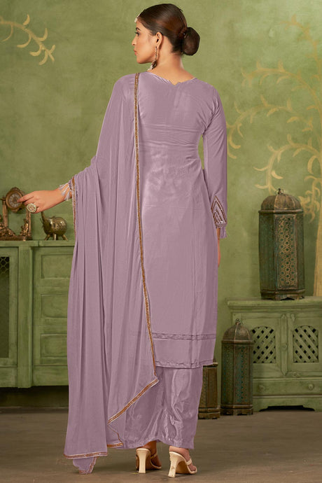 Purple Georgette Pakistani Trouser Suit