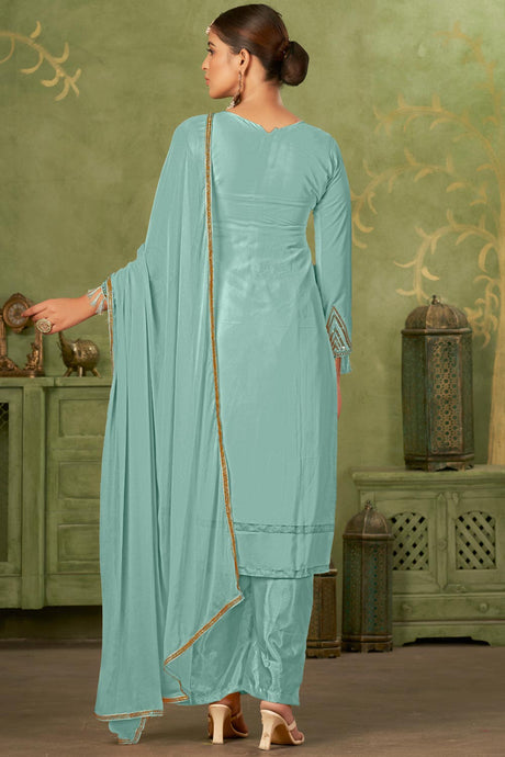 Sky Blue Georgette Pakistani Trouser Suit