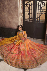 Yellow Silk Sequence Zarkan Work Lehenga Choli Set