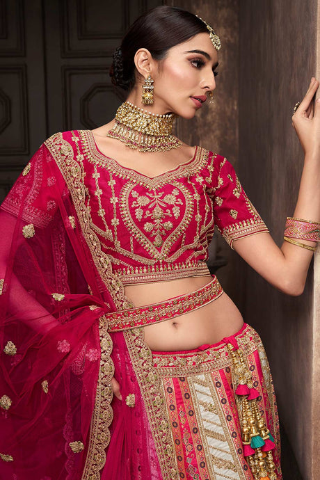 Cream Banarasi Silk Embroidered Lehenga Choli Set