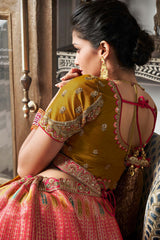 Orange Banarasi Silk Zarkan Codding Work Lehenga Choli