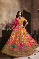 Yellow Silk Sequence Zarkan Work Lehenga Choli Set