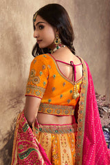 Yellow Silk Sequence Zarkan Work Lehenga Choli Set