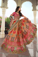 Multicolor Banarasi Silk Zarkan Codding Work Lehenga Choli Set