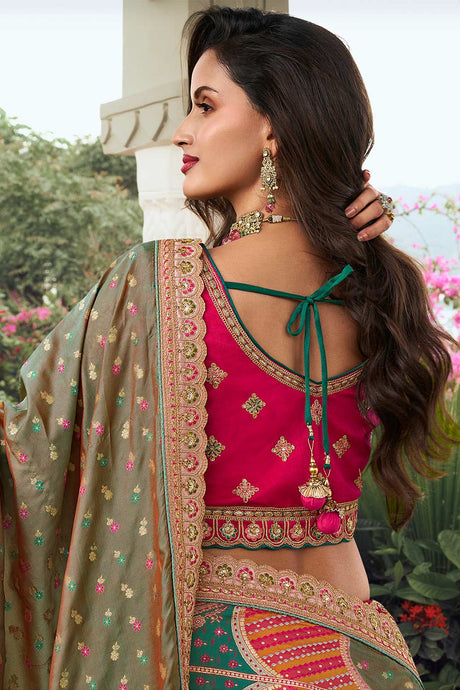 Multicolor Banarasi Silk Zarkan Codding Work Lehenga Choli Set