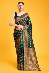 Bottle Green Banarasi Silk Saree