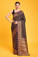 Dark Purple Banarasi Silk Saree