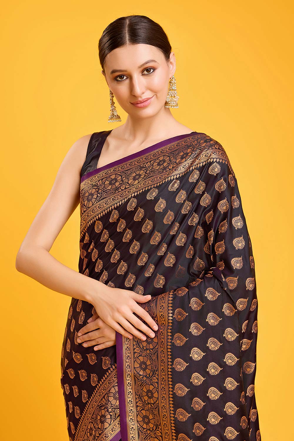 Dark Purple Banarasi Silk Saree