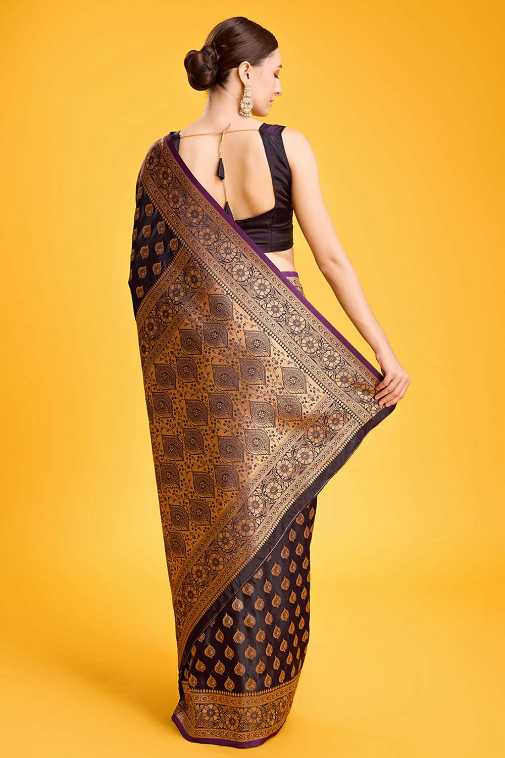 Dark Purple Banarasi Silk Saree