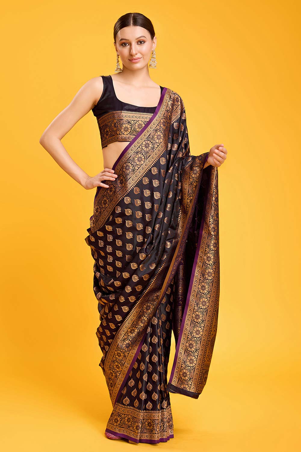 Dark Purple Banarasi Silk Saree