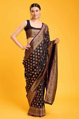 Dark Purple Banarasi Silk Saree