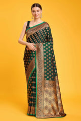 Dark Green Banarasi Silk Saree