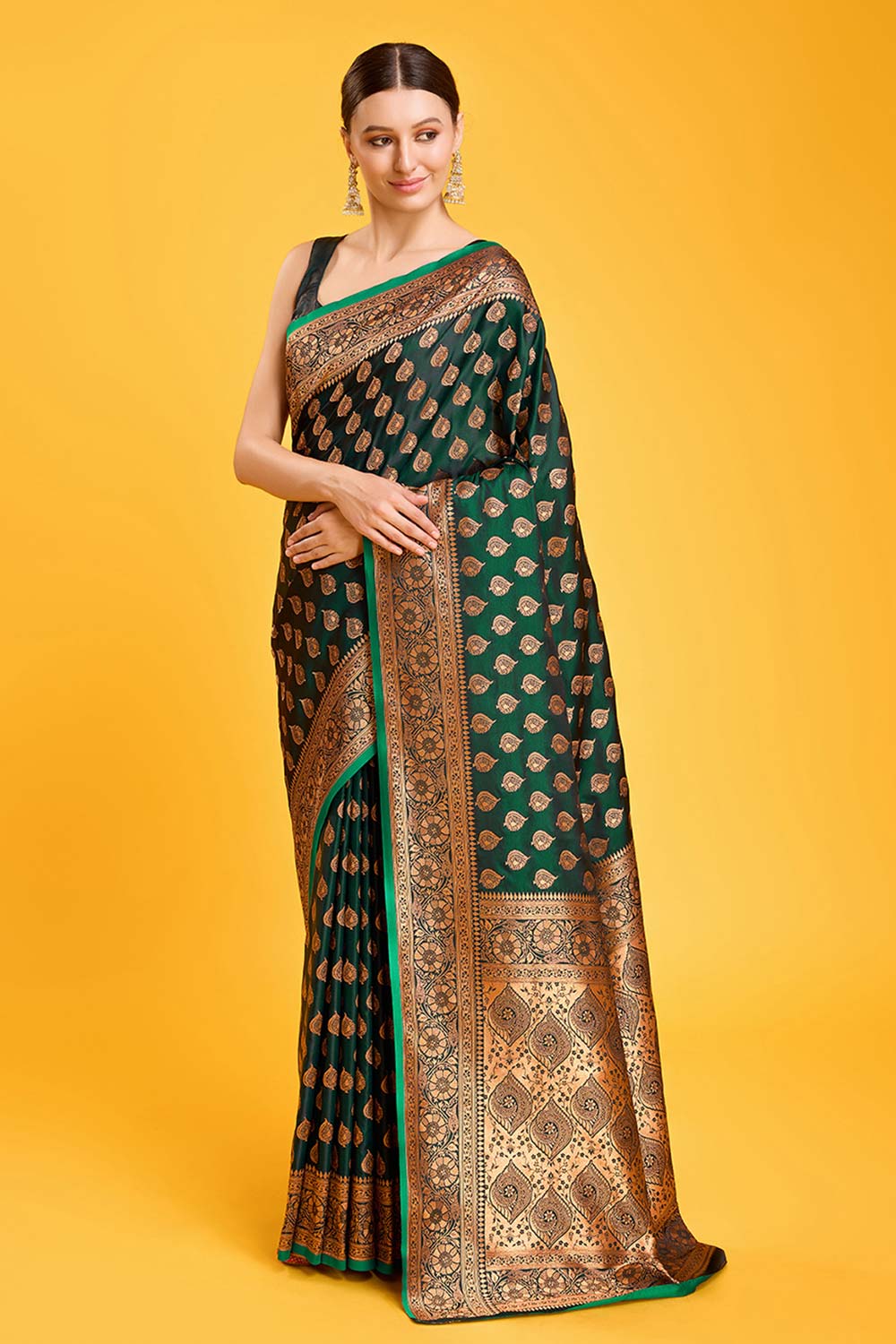 Dark Green Banarasi Silk Saree