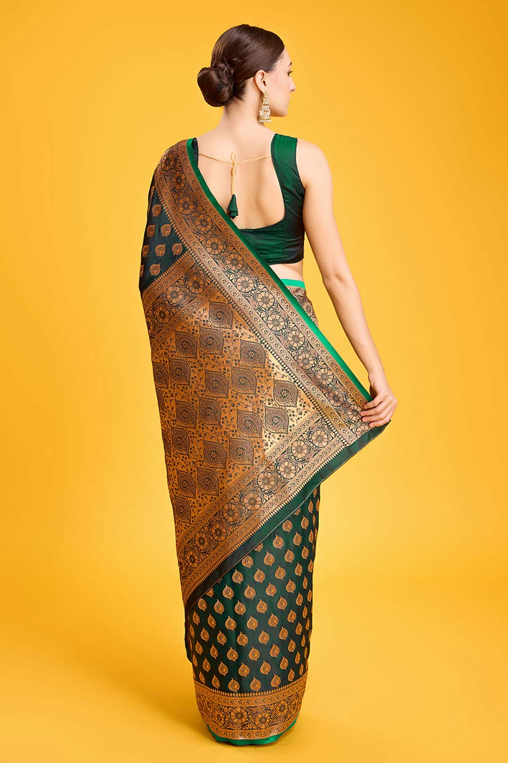 Dark Green Banarasi Silk Saree