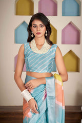 Sky Blue Chiffon Woven Saree