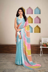 Sky Blue Chiffon Woven Saree