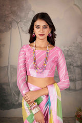 Pink Chiffon Woven Saree