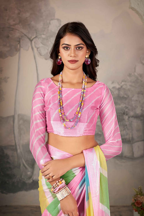 Pink Chiffon Woven Saree