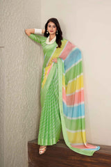 Green Chiffon Woven Saree