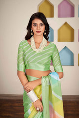 Green Chiffon Woven Saree