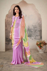 Lavender Chiffon Woven Saree