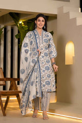 Multi-Color Floral Print Pure Cotton Kurta Set