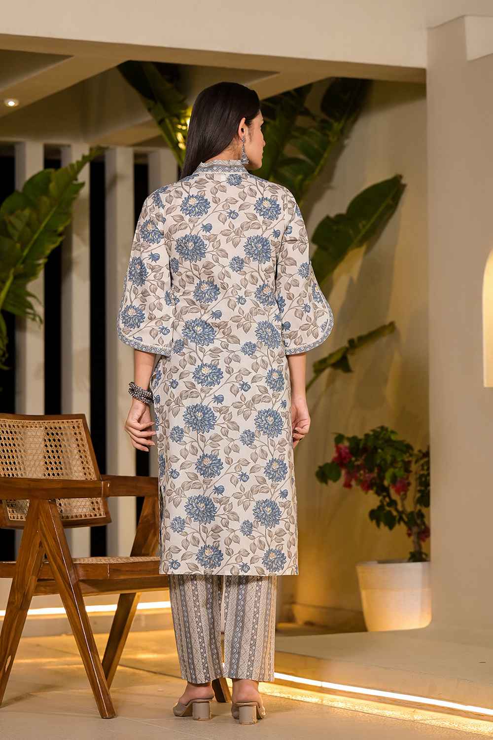 Multi-Color Floral Print Pure Cotton Kurta Set