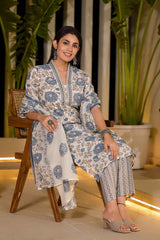 Multi-Color Floral Print Pure Cotton Kurta Set