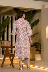 Multi-Color Floral Print Pure Cotton Kurta Set