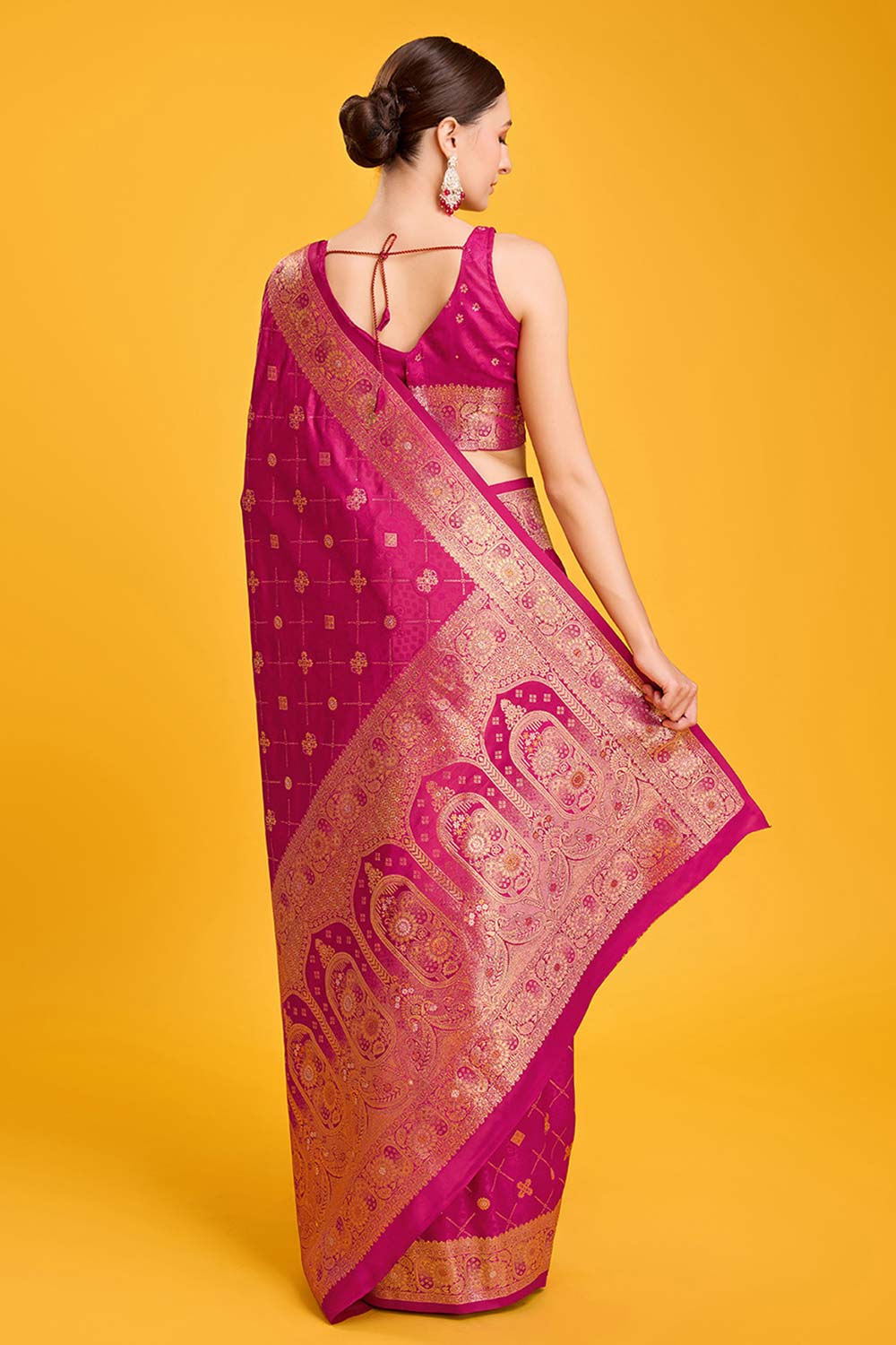 Magenta Banarasi Satin Silk Saree