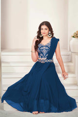 Rama Greorgtte Embrodiery V-Neck Lehenga