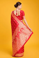 Red Banarasi Satin Silk Saree