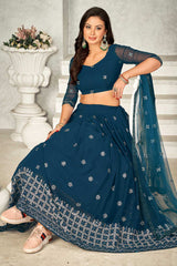 Rama Georgette Embroidery & Sequence Round Neck Lehenga