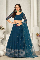 Rama Georgette Embroidery & Sequence Round Neck Lehenga