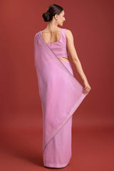 Rose Pink Crush Organza Swarovski Saree