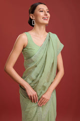 Olive Crush Organza Swarovski Saree