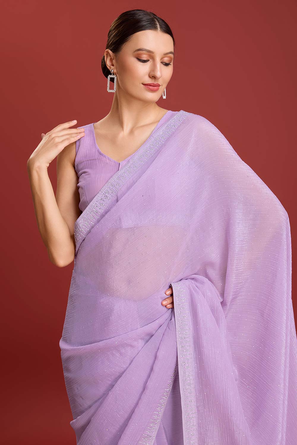 Lavender Crush Organza Swarovski Saree