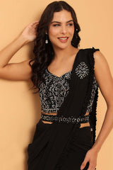 Black Embellished Silk Sarees