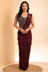 Red Embellished Silk Sarees